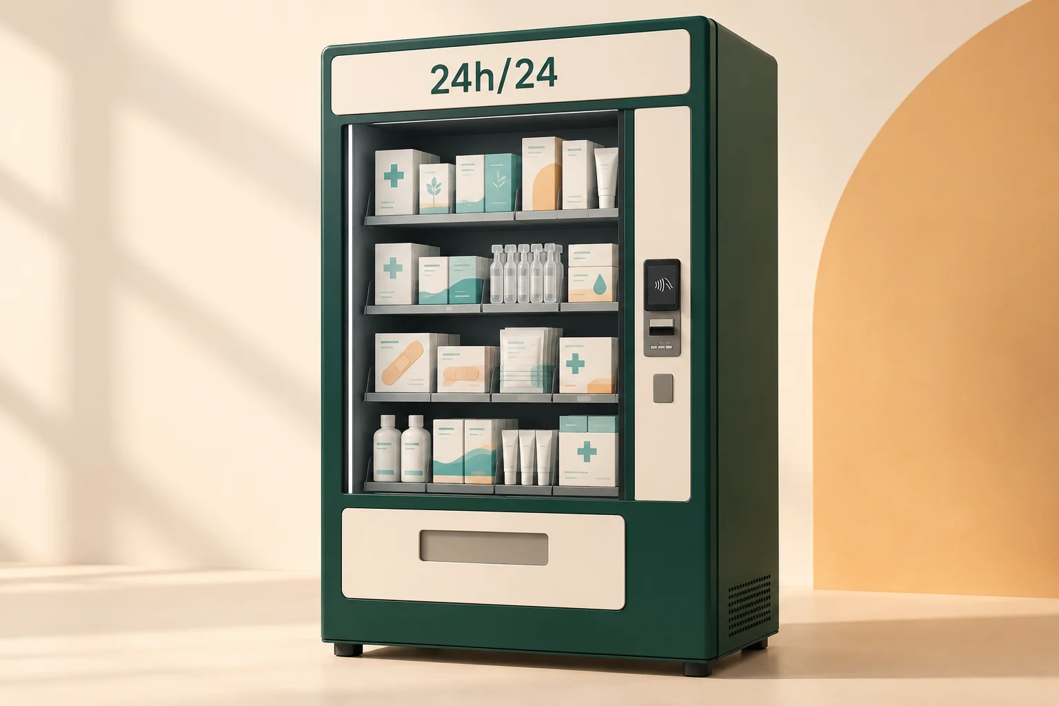 Illustration d’un distributeur de produits de pharmacie accessible 24h/24